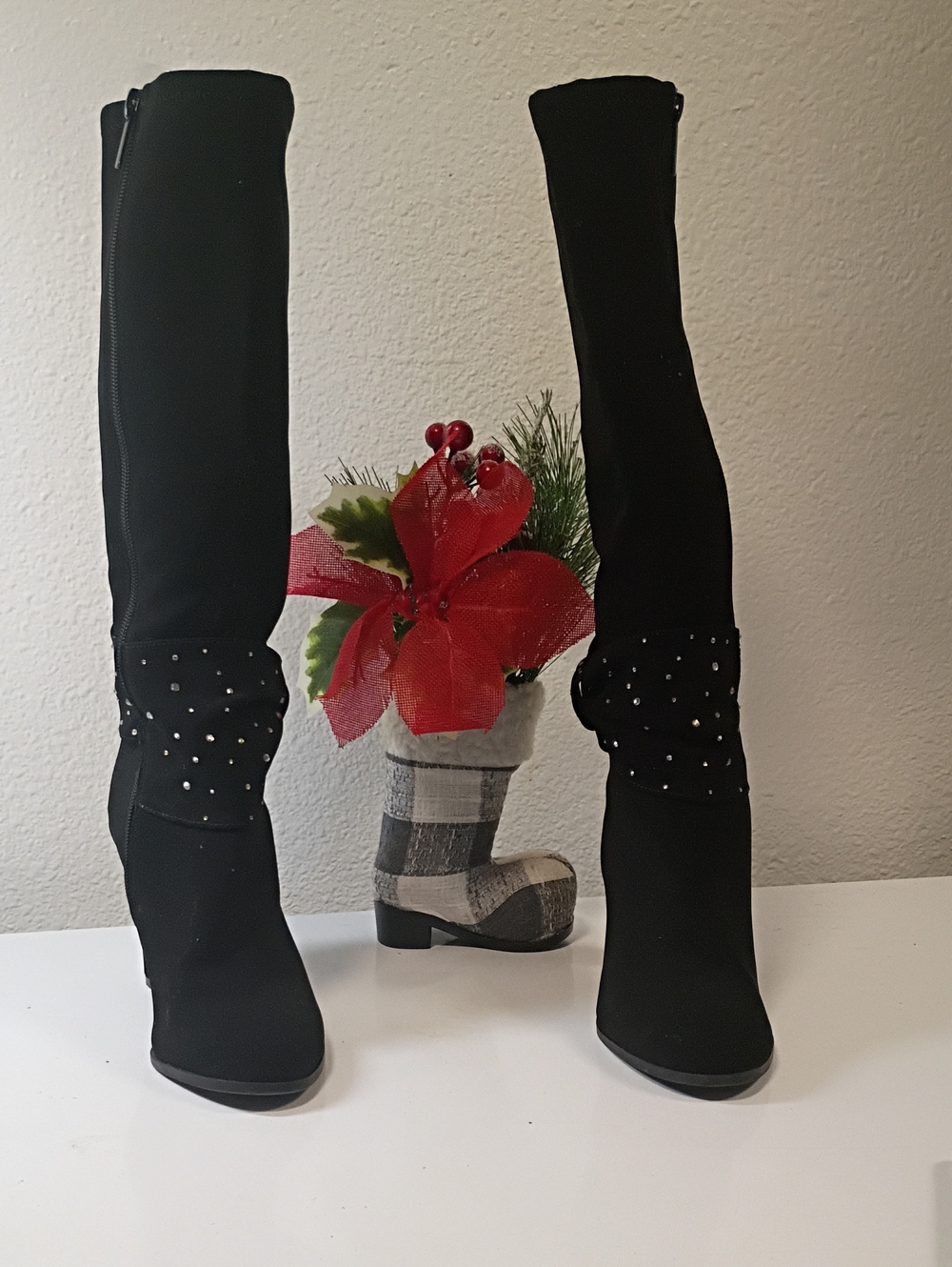 Impo Black Over-the-Knee Boots with Studded Band